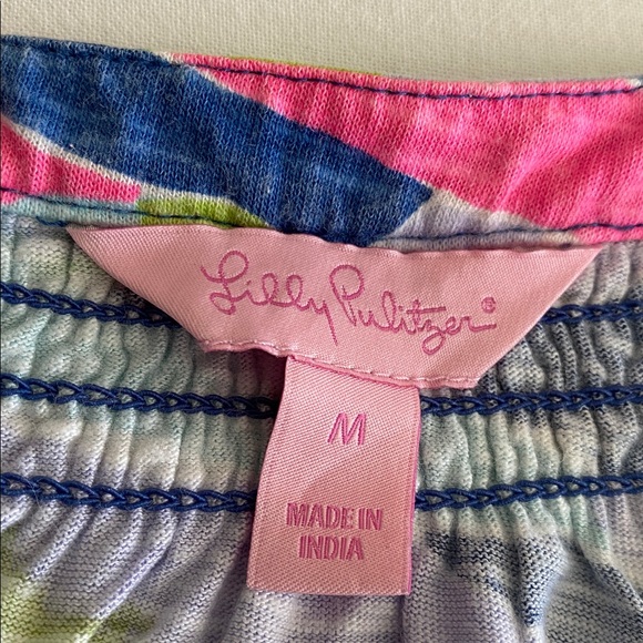 Lilly Pulitzer The Essie Dress in Indigo Sea Dreamin smock neck gold buttons M - Picture 6 of 16